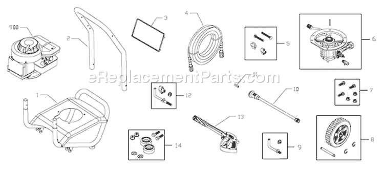 Page A Diagram and Parts List for 1908-2  Briggs and Stratton Pressure Washer